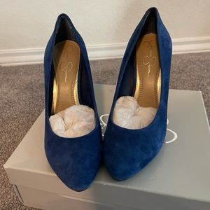 Jessica Simpson Suede Heels In Twilight Blue